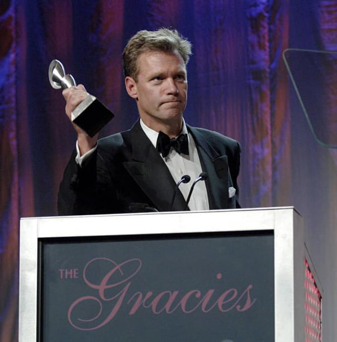 Chris Hansen accepting award for outstanding documentary
